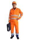 Orange hohe Sicht-Arbeits-Uniformen mit Hochleistungszweiwegreißverschluß und Stulpen mit Gummizug 
