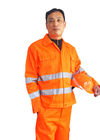 Orange hohe Sicht-Arbeits-Uniformen mit Hochleistungszweiwegreißverschluß und Stulpen mit Gummizug 