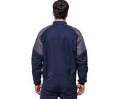 Graue/dunkelblaue industrielle Arbeits-Jacken befestigten sich mit einem Reißverschluss und einem Flausch