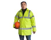 Überzogene industrielle Arbeits-Jacken PUs, reflektierende Sicherheits-Gelb-Winter-Jacke 